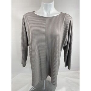 Chicos Womens Textured Stripe Top Size 2 Scoop Neck
